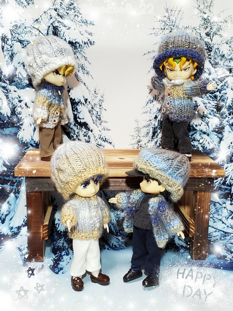 🌄手編みカーディガン&ニット帽セット🌃