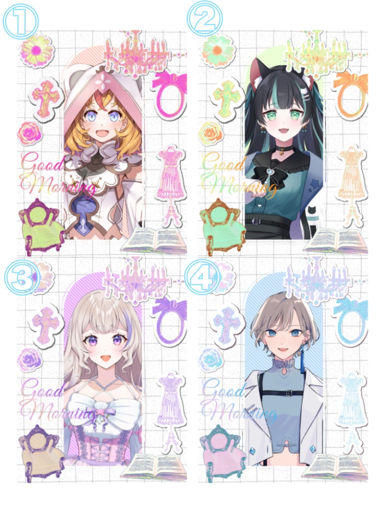 ステッカーシート風 おはV素材