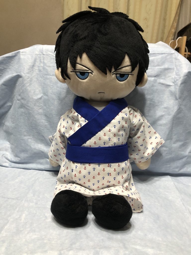 銀魂 くったりちゃん用 浴衣(マリン柄)