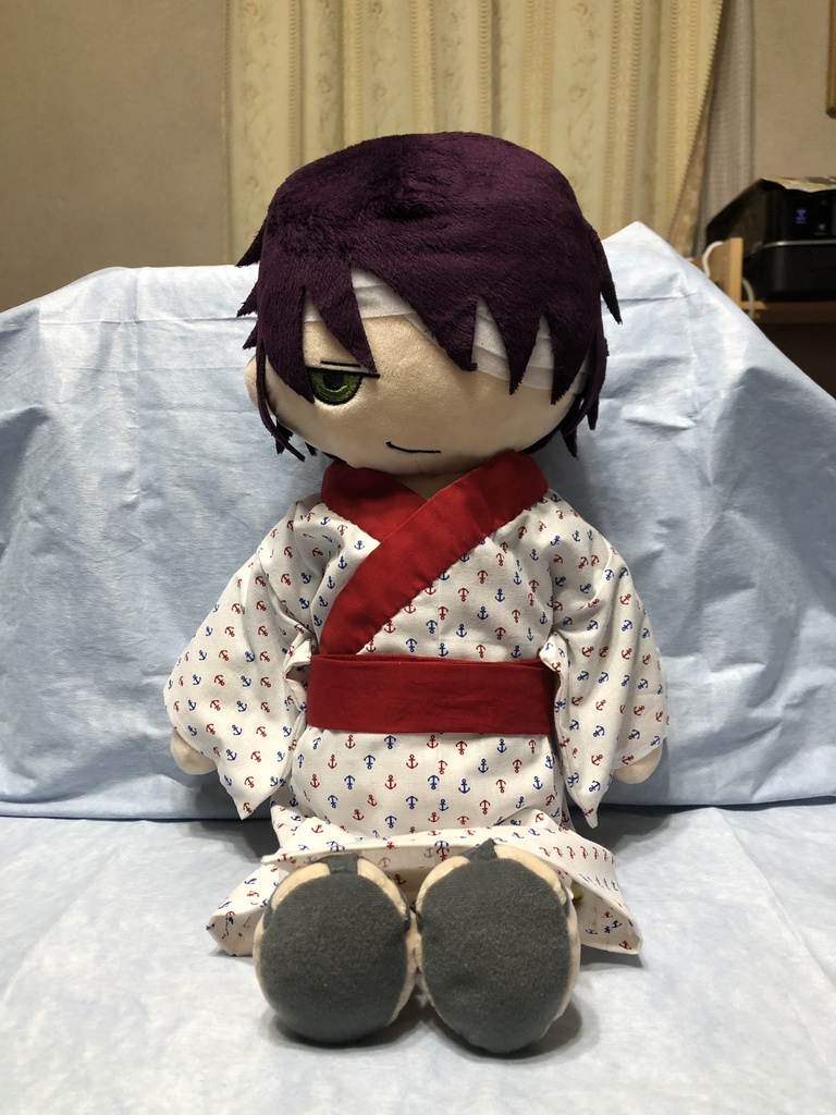 銀魂 くったりちゃん用 浴衣(マリン柄)