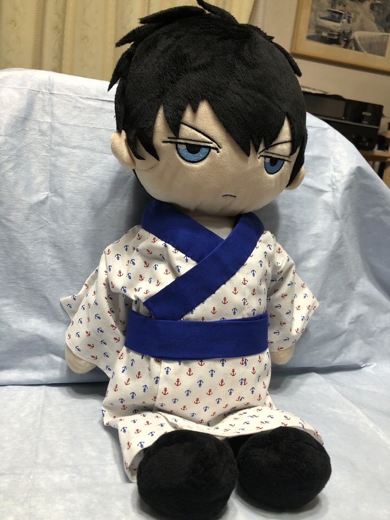 銀魂 くったりちゃん用 浴衣(マリン柄)