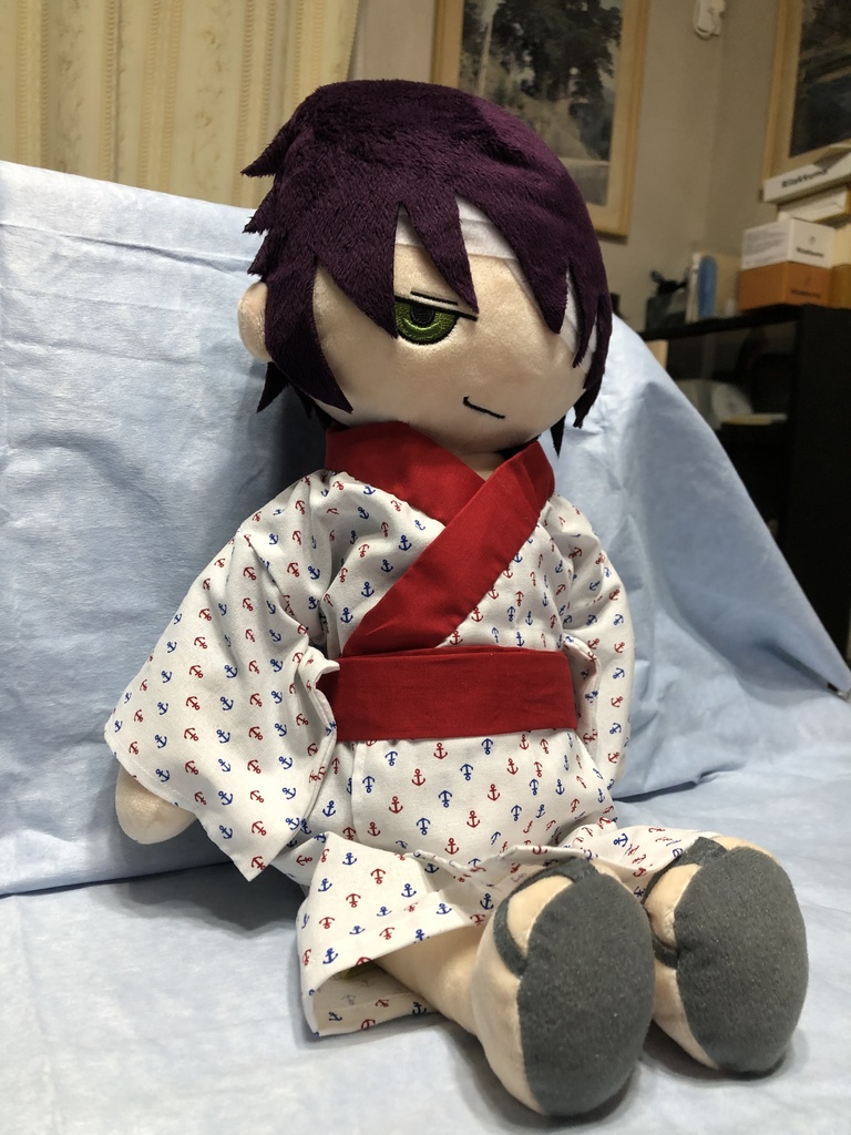 銀魂 くったりちゃん用 浴衣(マリン柄)