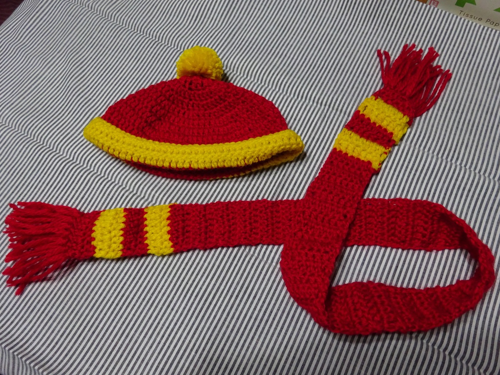 銀魂 くったりちゃん用 マフラー&ニット帽(赤)