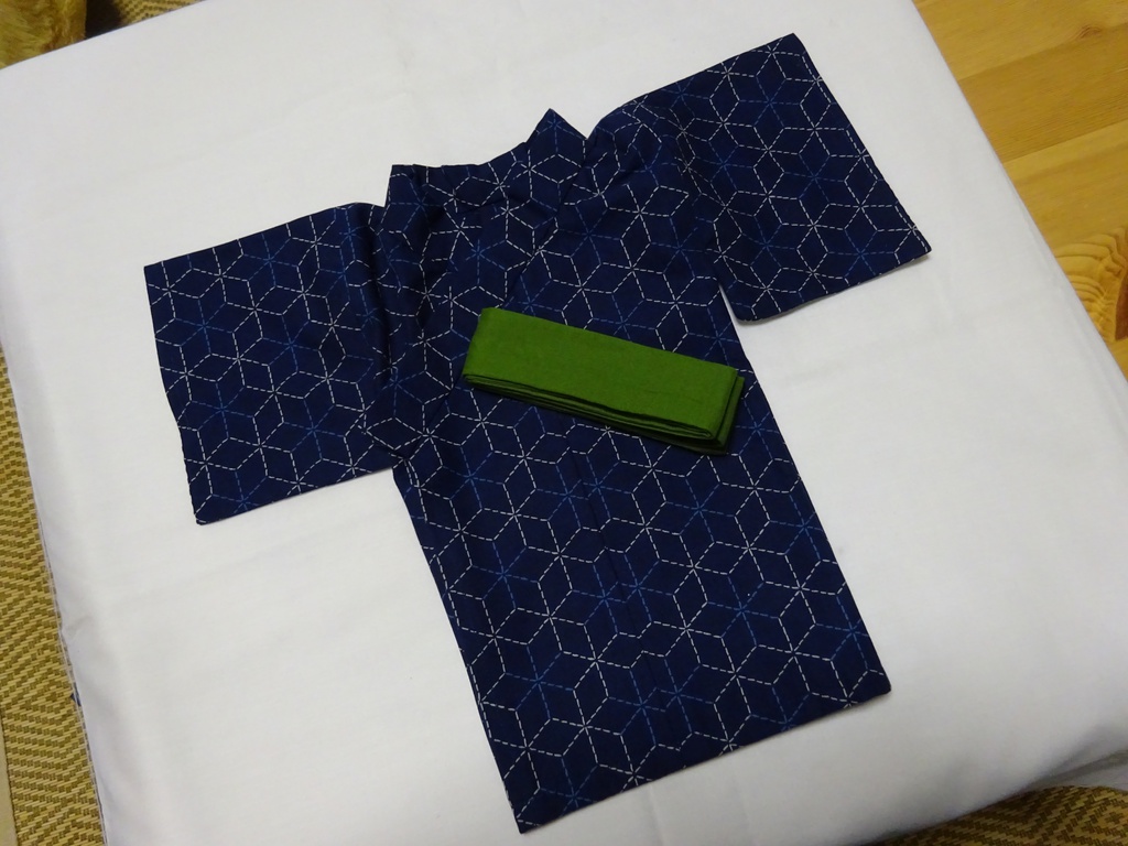 銀魂 くったりちゃん用 浴衣(麻の葉模様)