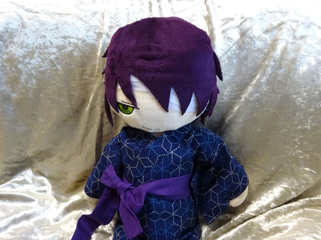 銀魂 くったりちゃん用 浴衣(麻の葉模様)