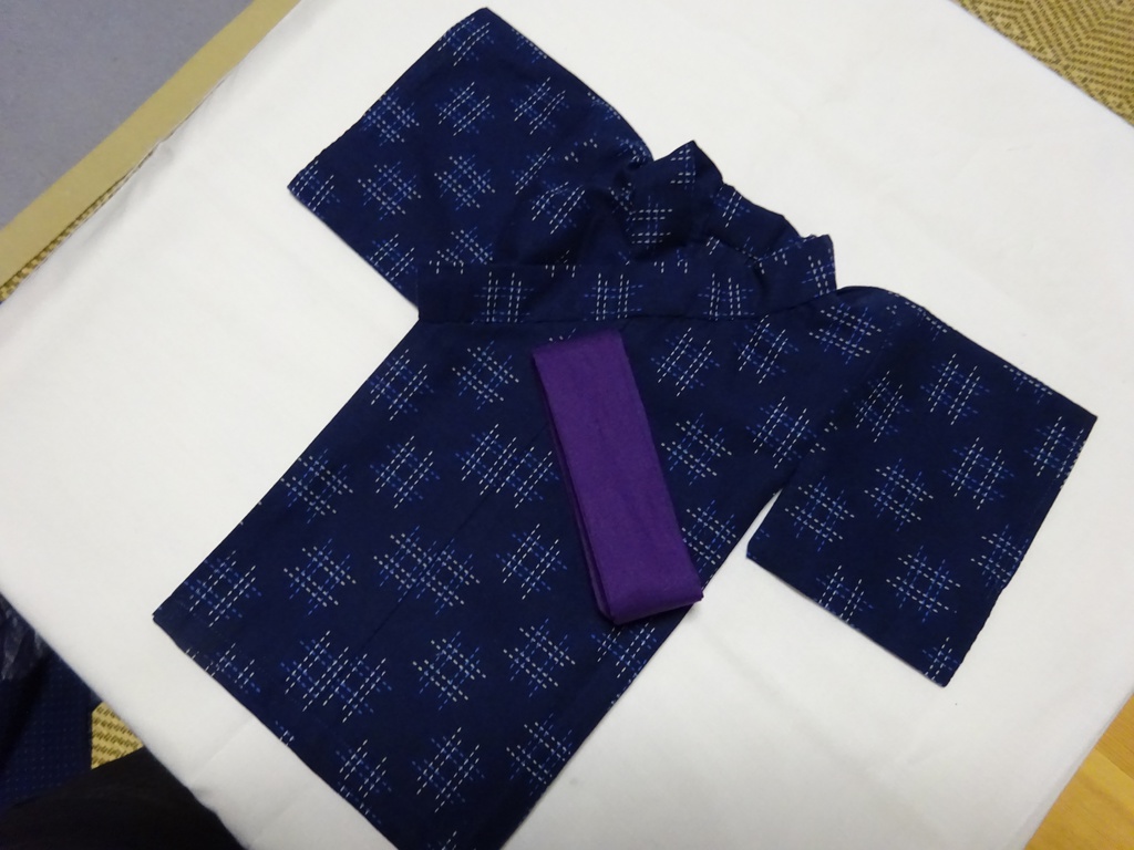 銀魂 くったりちゃん用 浴衣(井形模様)