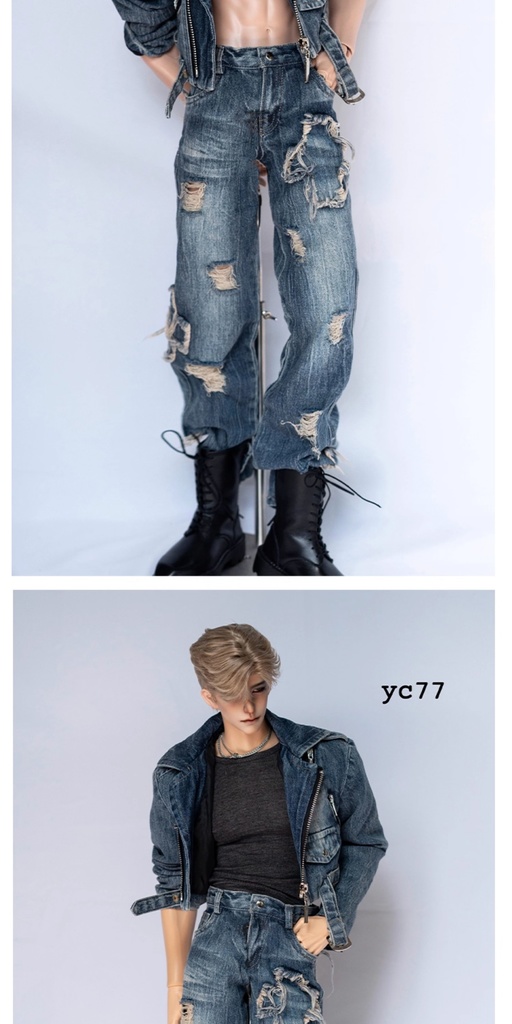 【BREZZA】2点 カウボーイ デニム ジャケット デニムパンツ ドール服 73 75 77