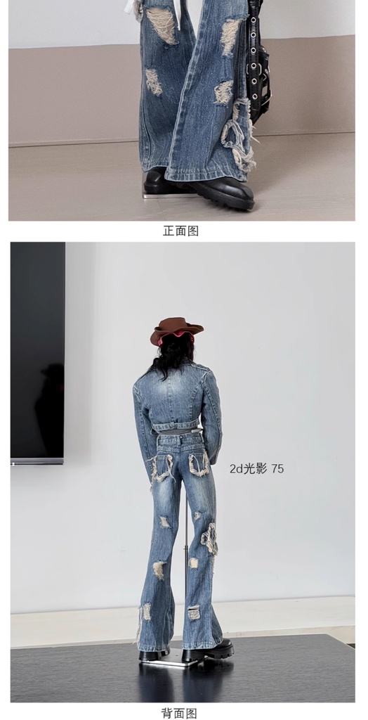 【BREZZA】2点 カウボーイ デニム ジャケット デニムパンツ ドール服 73 75 77