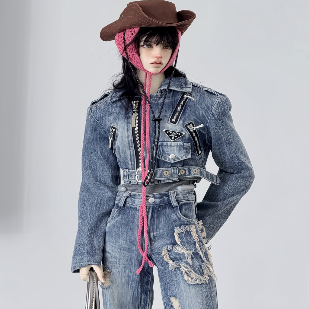 【BREZZA】2点 カウボーイ デニム ジャケット デニムパンツ ドール服 73 75 77