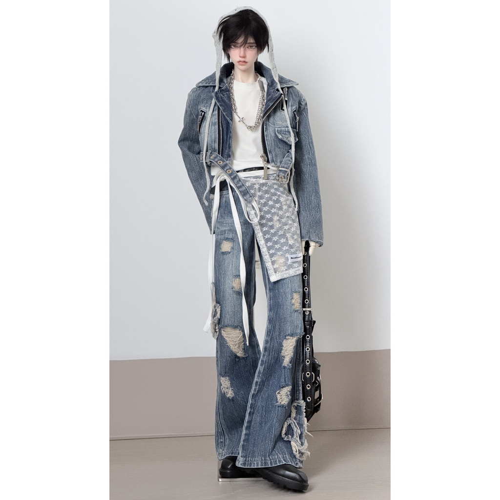 【BREZZA】2点 カウボーイ デニム ジャケット デニムパンツ ドール服 73 75 77