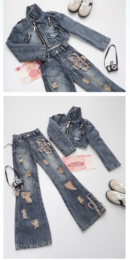 【BREZZA】2点 カウボーイ デニム ジャケット デニムパンツ ドール服 73 75 77