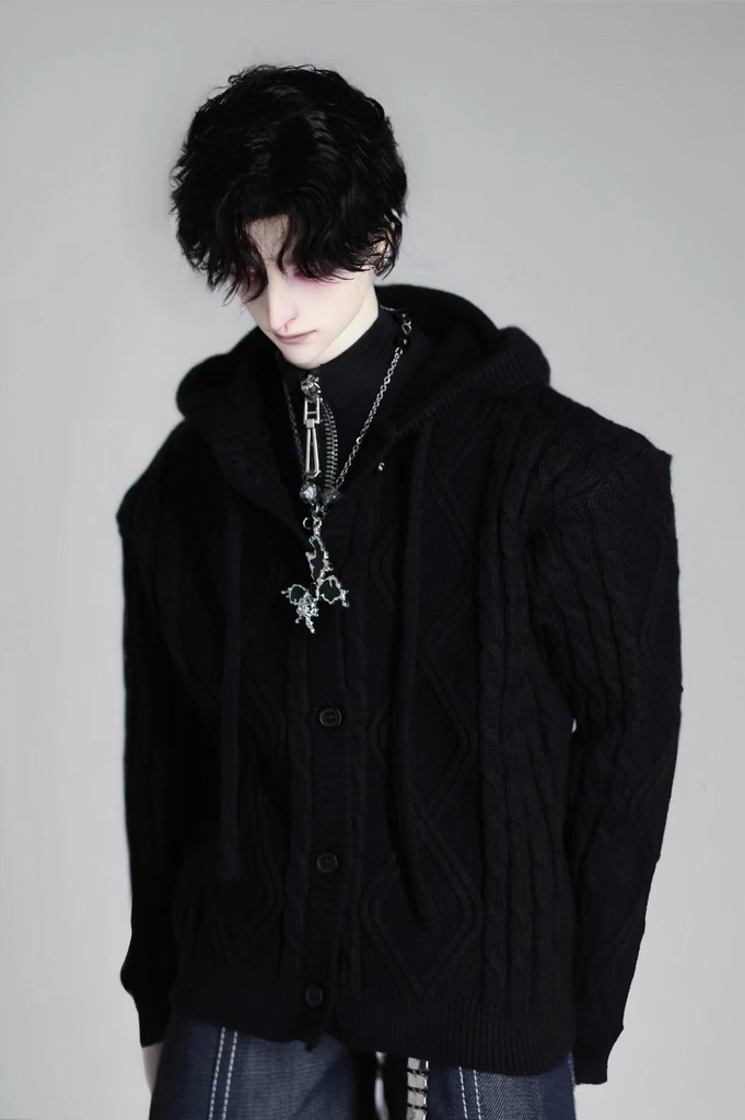 【BREZZA】【1/4】75cm カーディガン ケーブル編み ニットパーカー