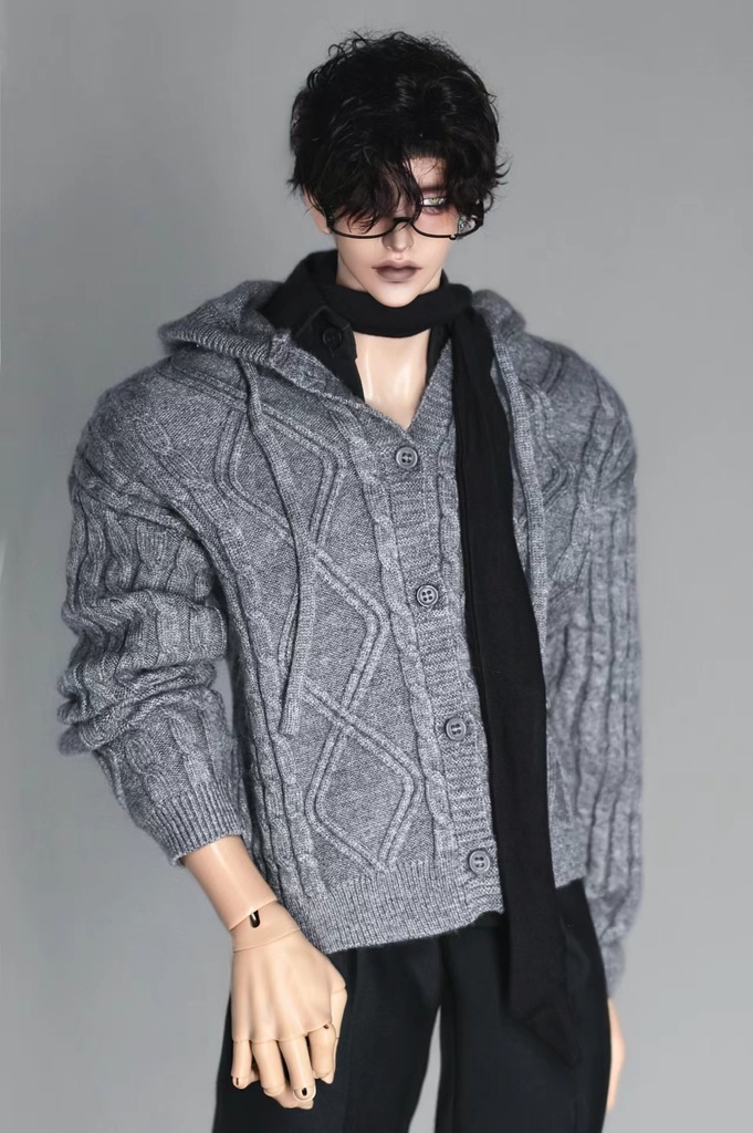 【BREZZA】【1/4】75cm カーディガン ケーブル編み ニットパーカー