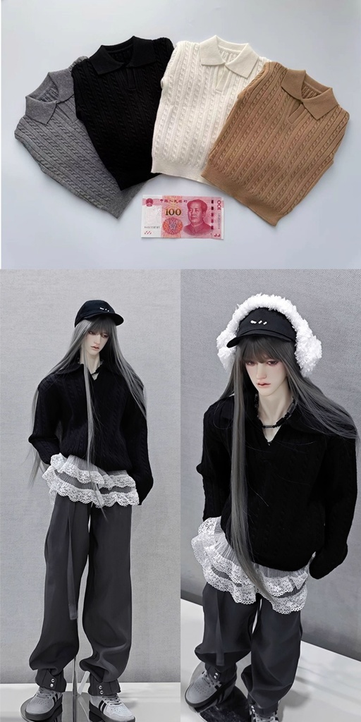 【BREZZA】【1/4】75cm ニット POLOシャツ 長袖 トップス