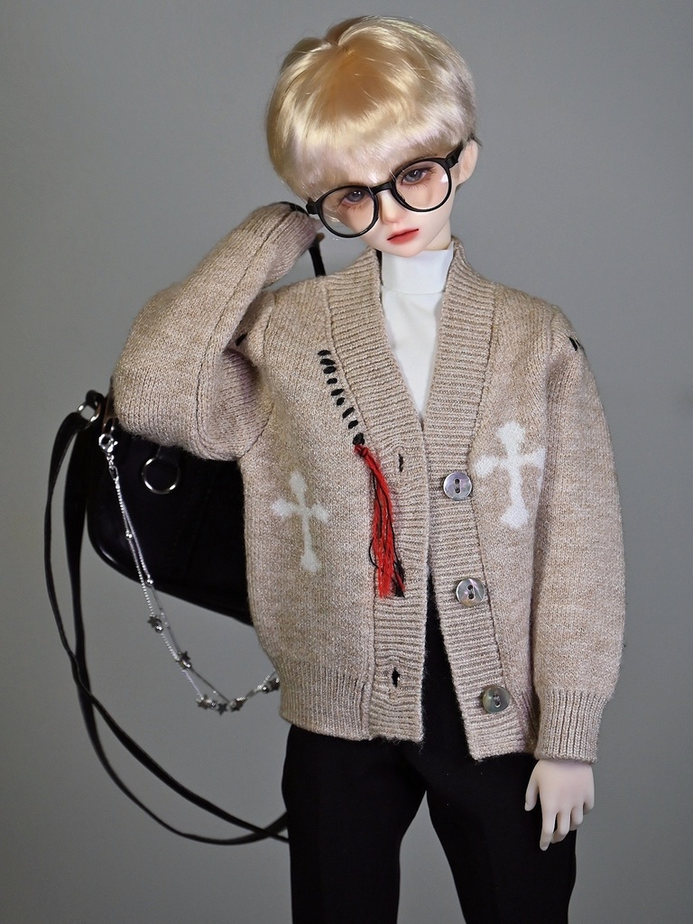 【BREZZA】【ID75,1/4,73cm】 カーディガン 十字架 ドール服