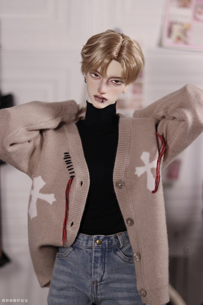 【BREZZA】【ID75,1/4,73cm】 カーディガン 十字架 ドール服