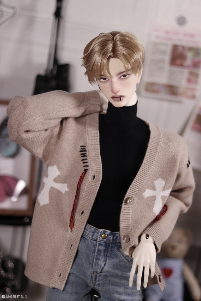 【BREZZA】【ID75,1/4,73cm】 カーディガン 十字架 ドール服