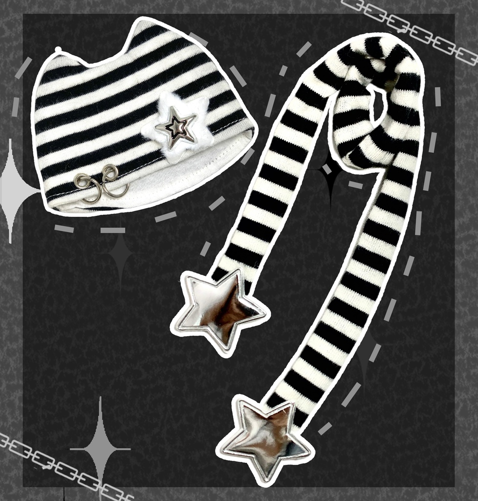 【BREZZA】【1/4】 黒白 セット トレーナー スカート 帽子 網タイツ