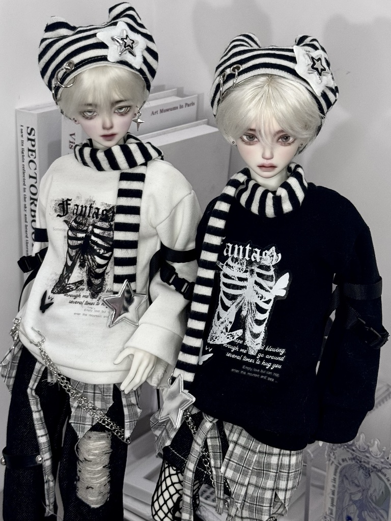 【BREZZA】【1/4】 黒白 セット トレーナー スカート 帽子 網タイツ