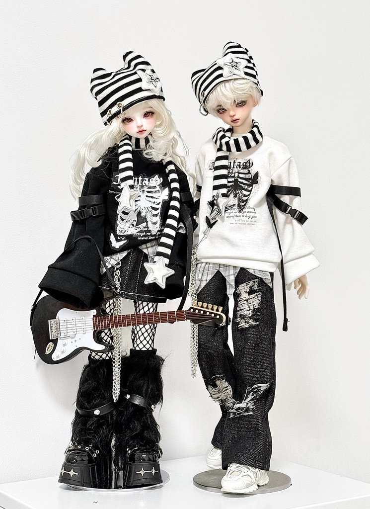 【BREZZA】【1/4】 黒白 セット トレーナー スカート 帽子 網タイツ