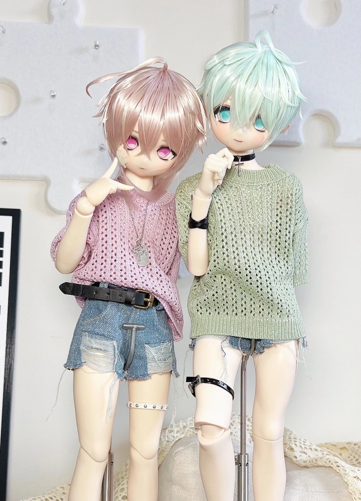 【BREZZA】【1/4】ニット 半袖 トップス 透かし編み 落ち感 1/4ドール