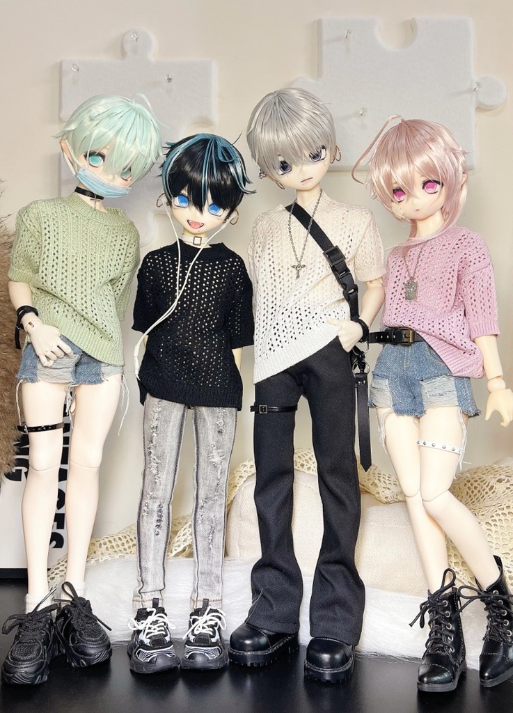 【BREZZA】【1/4】ニット 半袖 トップス 透かし編み 落ち感 1/4ドール