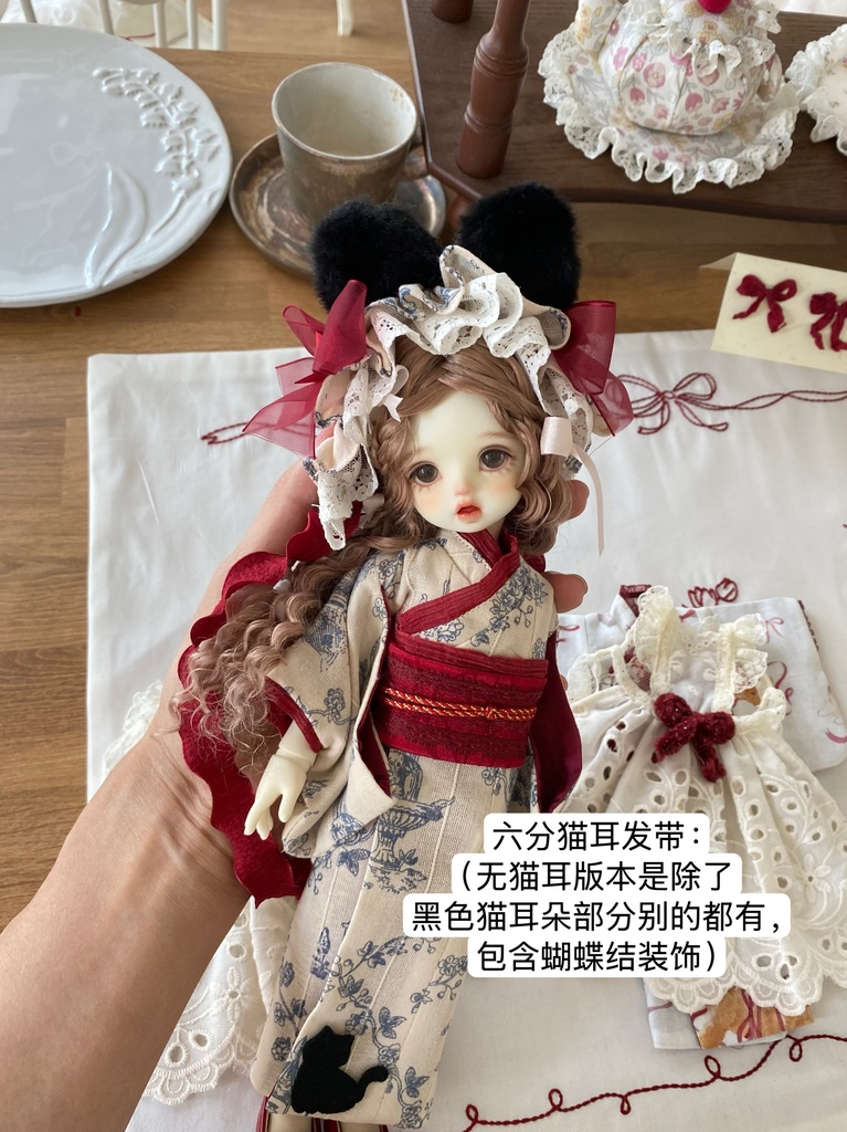 【BREZZA】【1/4,1/6】猫耳 ヘアバンド ロリータ 1/4ドール 1/4ドール服 1/4サイズ 1/4ドール用 SDM MSD ドレス
