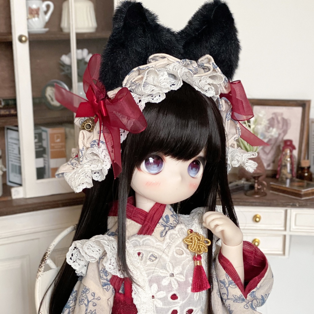 【BREZZA】【1/4,1/6】猫耳 ヘアバンド ロリータ 1/4ドール 1/4ドール服 1/4サイズ 1/4ドール用 SDM MSD ドレス