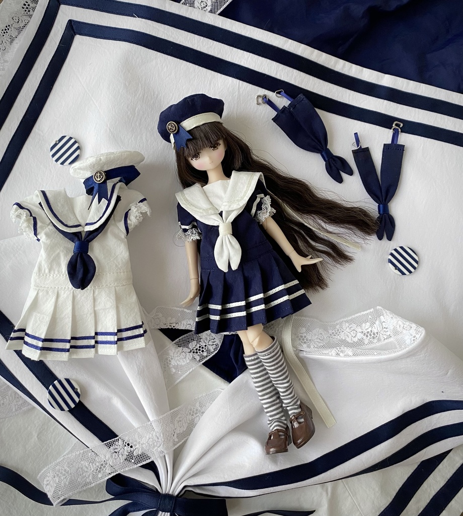 【BREZZA】【azone】セーラー服 ネイビー セット ドレス ストライプ アゾン 制服 ワンピース Little Navy