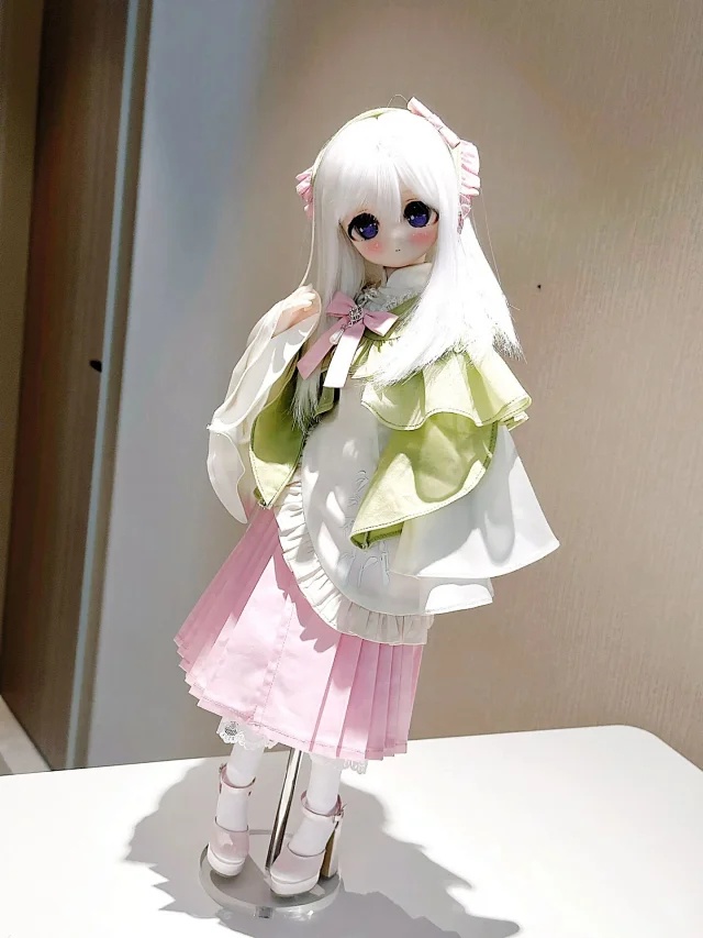 【1/4】1/4ドール服 于七页序 漢服風 中華ロリータ 仙女風 和風中華 フリル レース ケープ スカート 耳飾り アクセサリー BJD服 4分ドール衣装 改良チャイナ 刺繍風 竹柄 清楚 淑女風 白 紺 ブラック ホワイト 立ち襟 盤扣 リボン
