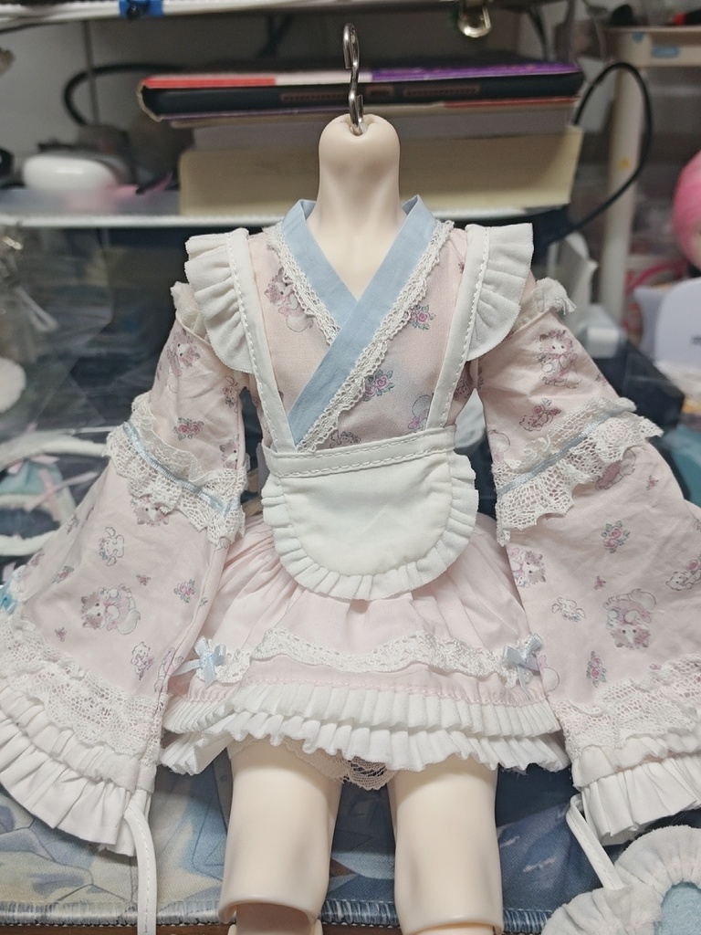 【1/4】 和風メイド服 6点セット 1/4ドール SDM 1/4ドール服 1/4サイズ 1/4ドール用 MSD 猫侍茶会