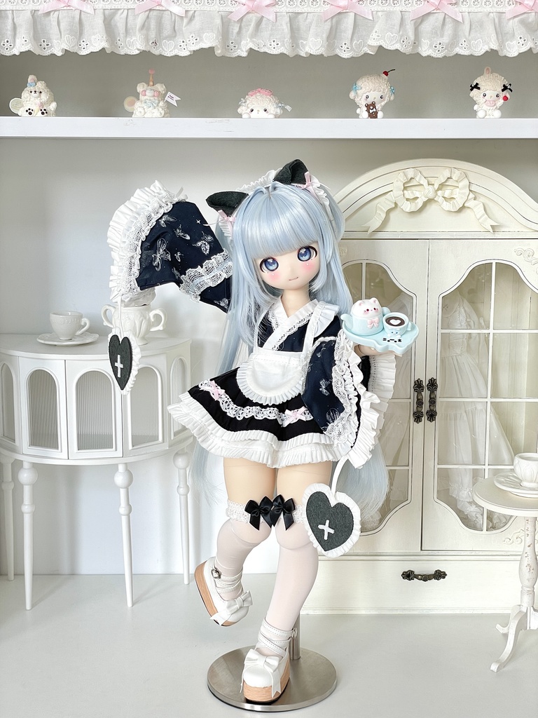 【1/4】 和風メイド服 6点セット 1/4ドール SDM 1/4ドール服 1/4サイズ 1/4ドール用 MSD 猫侍茶会