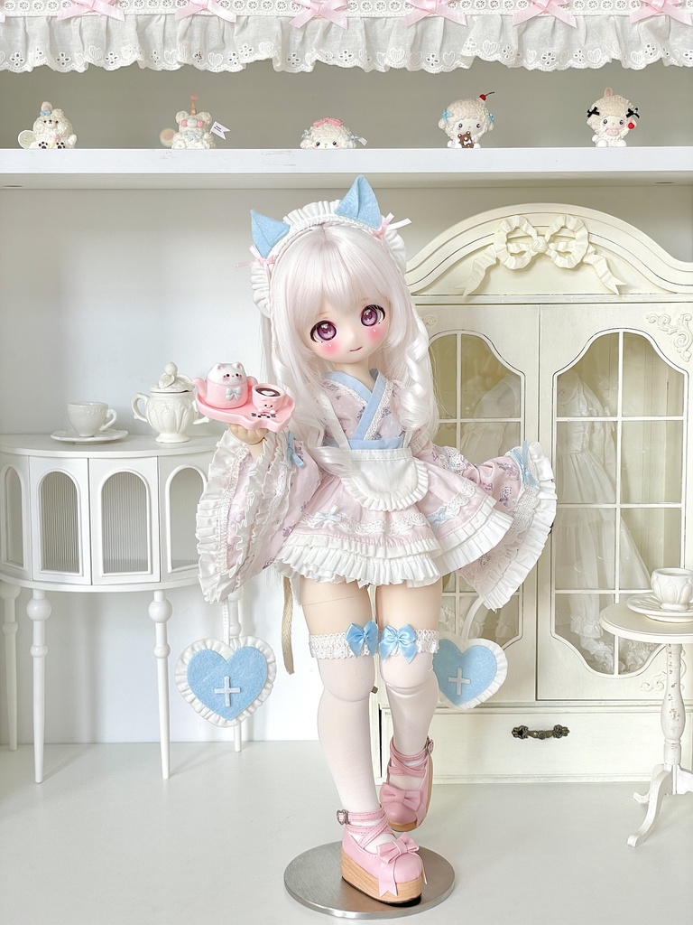 【1/4】 和風メイド服 6点セット 1/4ドール SDM 1/4ドール服 1/4サイズ 1/4ドール用 MSD 猫侍茶会