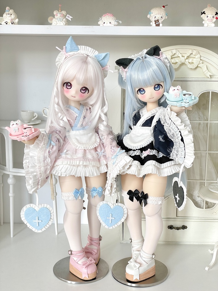 【1/4】 和風メイド服 6点セット 1/4ドール SDM 1/4ドール服 1/4サイズ 1/4ドール用 MSD 猫侍茶会