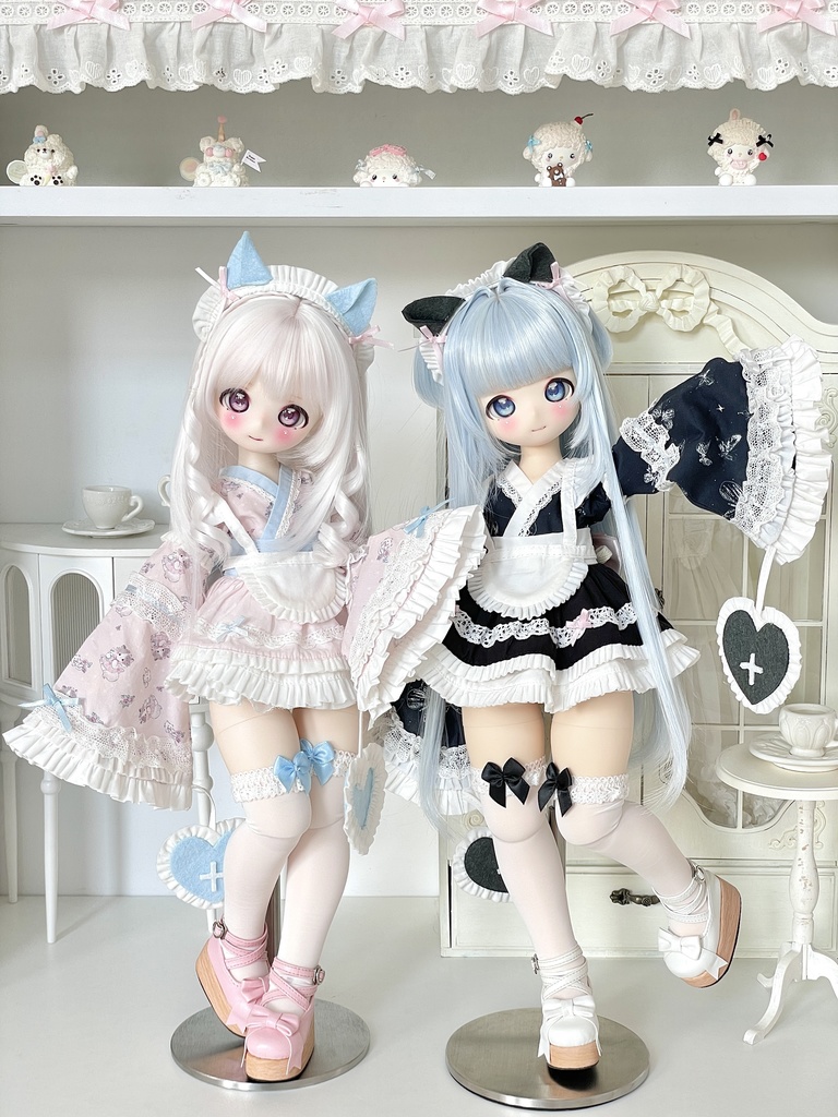 【1/4】 和風メイド服　6点セット　1/4ドール　 SDM　1/4ドール服　1/4サイズ　1/4ドール用　MSD　猫侍茶会