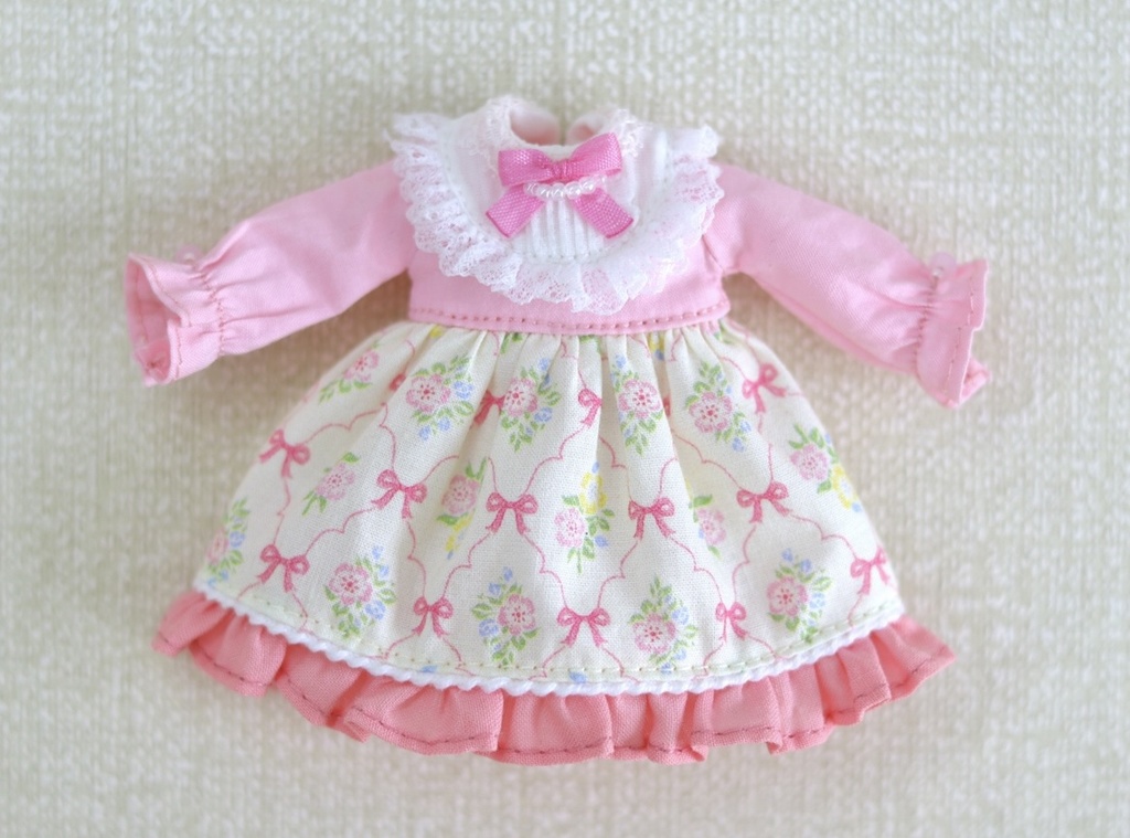 【春日礼】1/12ドール服 ロリータ ワンピース ヘッドドレスセット