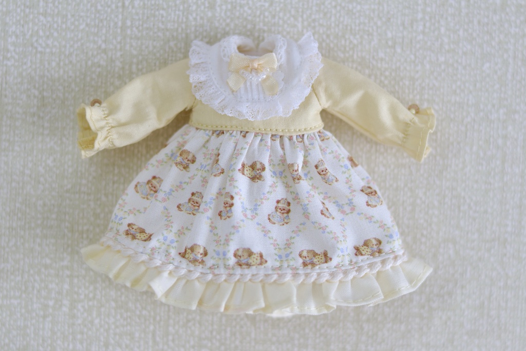 【春日礼】1/12ドール服 ロリータ ワンピース ヘッドドレスセット