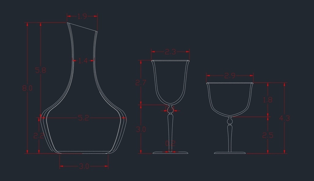 【1/3】ドール用 グラスセット デキャンタ