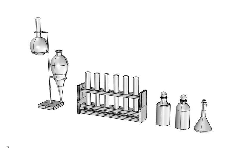 【ID75,1/3】ドール用 魔薬教室シリーズ BJD 理科道具セット 試験管 蒸留瓶