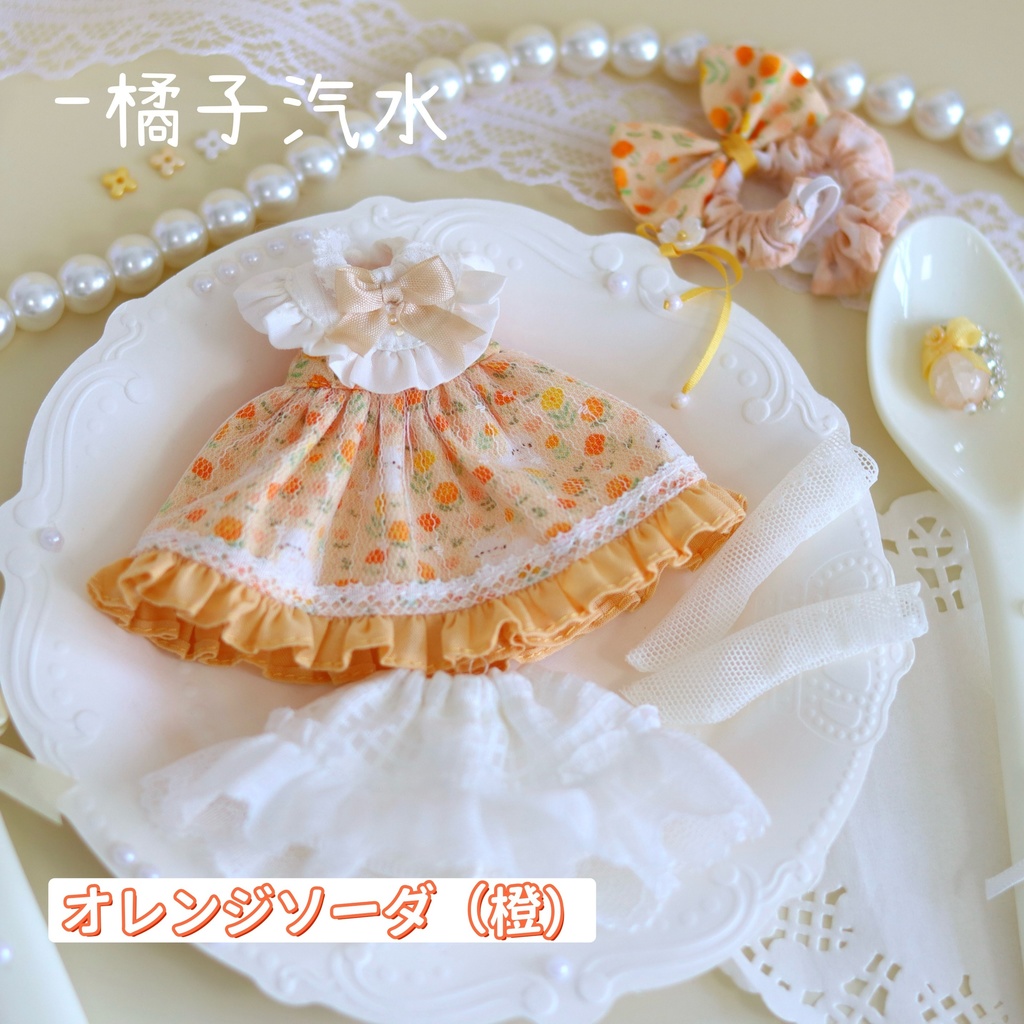 【夏日礼】1/12ドール服 ロリータ ワンピース ヘッドドレスセット