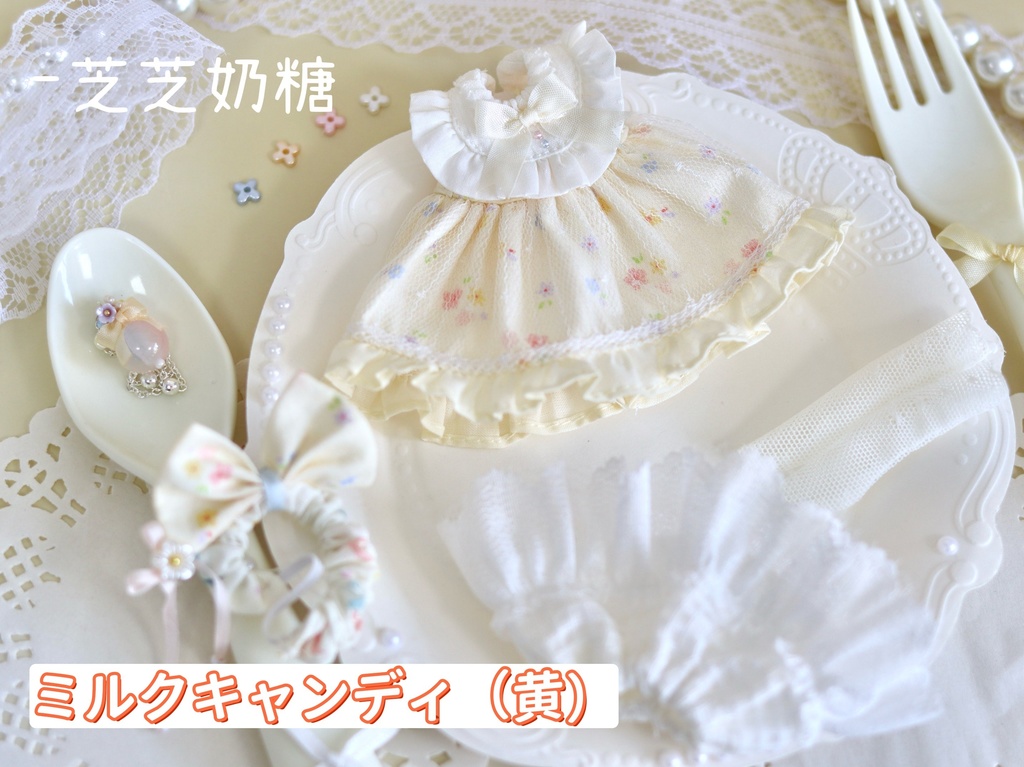 【夏日礼】1/12ドール服 ロリータ ワンピース ヘッドドレスセット