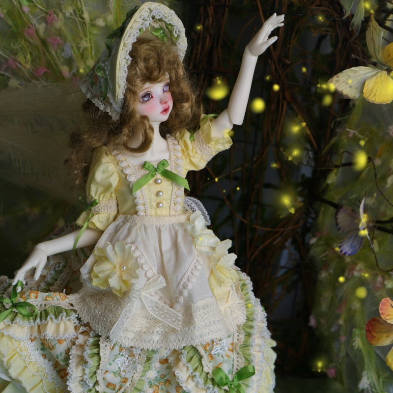 【1/4】ドール服　森跡オアシス　4点セット　ロリータ　洋装　黄緑系　森ガール風コーデ　森迹绿洲