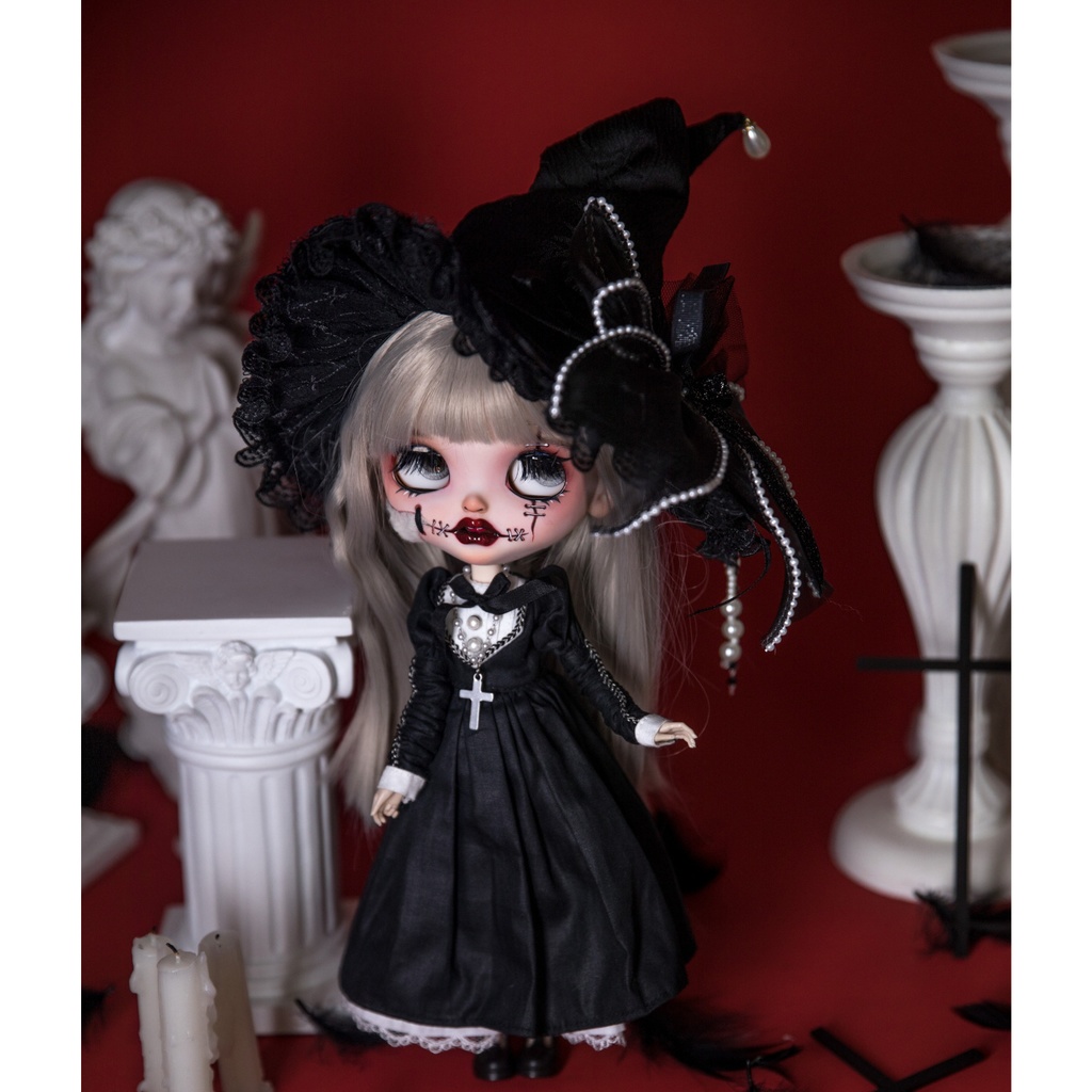 【1/4】【1/6】【ブライス】ドール服 メイド シスター ウィッチ風 6点セット