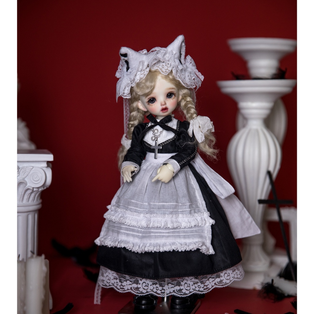 【1/4】【1/6】【ブライス】ドール服 メイド シスター ウィッチ風 6点セット