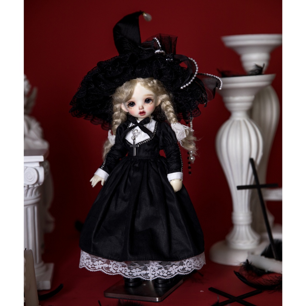 【1/4】【1/6】【ブライス】ドール服 メイド シスター ウィッチ風 6点セット