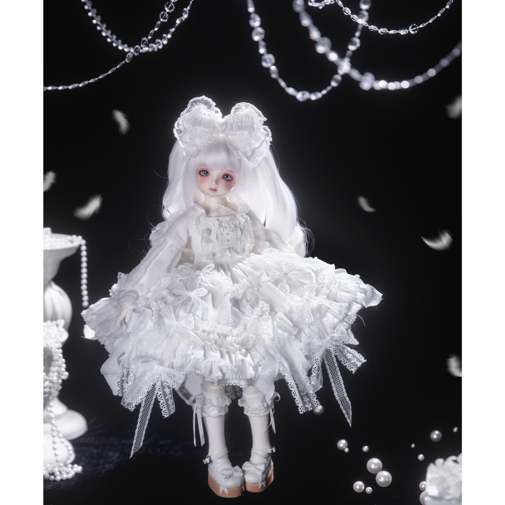 【1/4】ドール服 ホワイトエンジェル 6点セット ロリータ 纯白天使