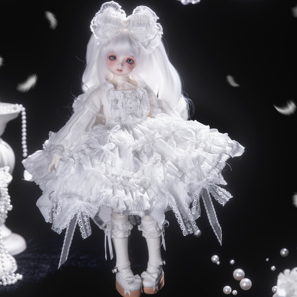 【1/4】ドール服　ホワイトエンジェル　6点セット　ロリータ　纯白天使