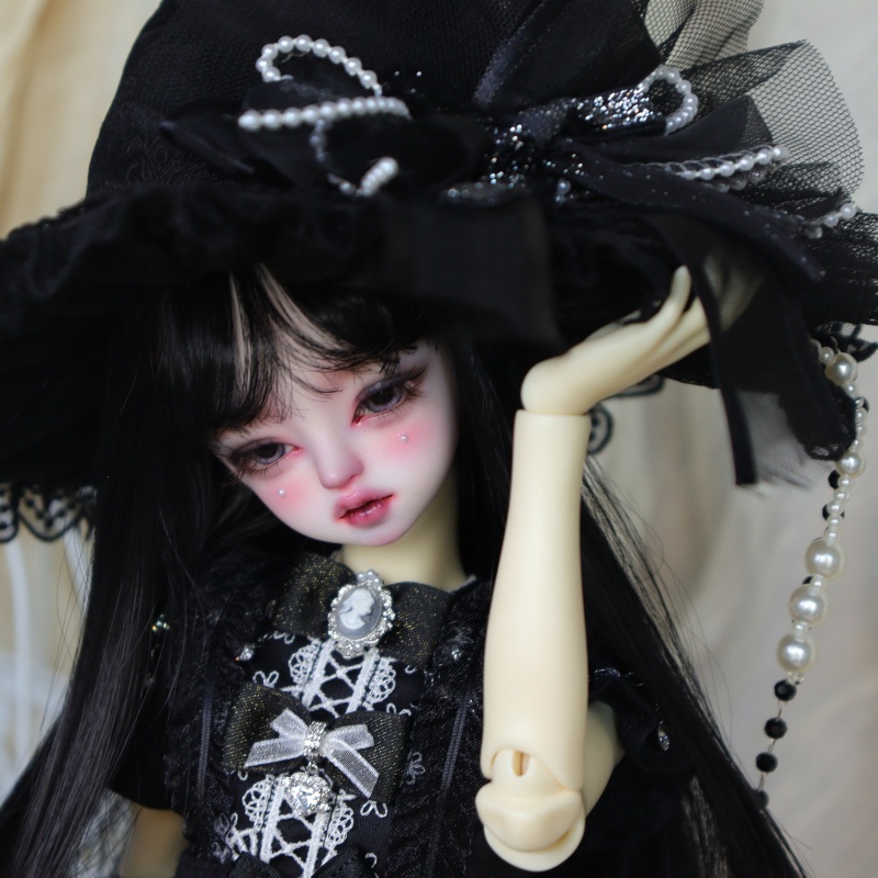 【1/4】ドール服　ウィッチ・コスモ　6点セット　ロリータ　ゴシック風　洋装　ブラックロリータ　ワンピース　ウィッチハット　魔女宙