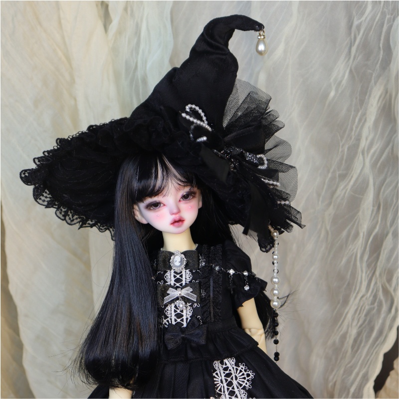 【1/4】ドール服　ウィッチ・コスモ　6点セット　ロリータ　ゴシック風　洋装　ブラックロリータ　ワンピース　ウィッチハット　魔女宙