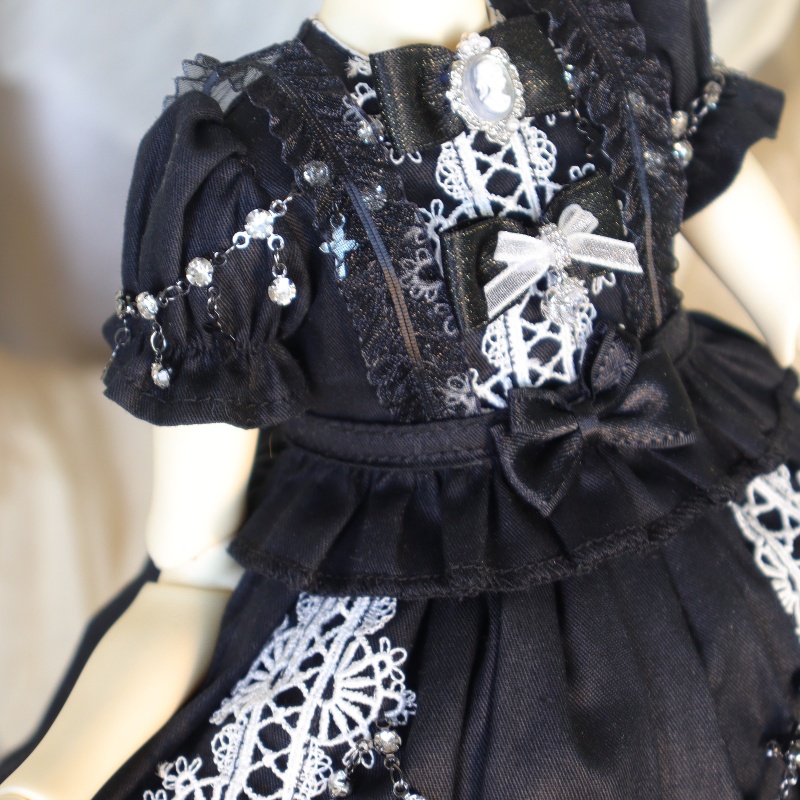 【1/4】ドール服　ウィッチ・コスモ　6点セット　ロリータ　ゴシック風　洋装　ブラックロリータ　ワンピース　ウィッチハット　魔女宙